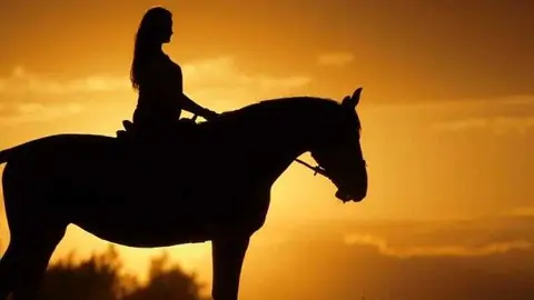 caballista a contraluz