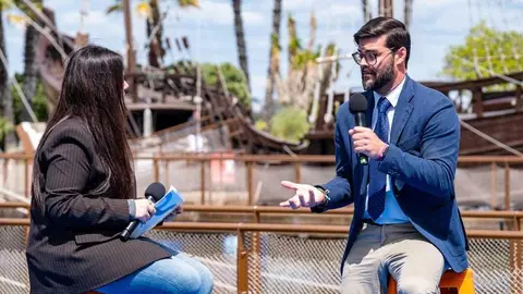 Paco P&eacute;rez durante la presentaci&oacute;n del proyecto Condado-Litoral en la Feria de Turismo de Huelva