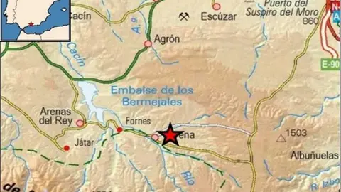 Lugar del epicentro del terremoto