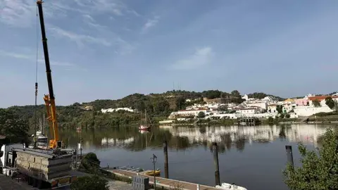 Pantal&aacute;n del puerto de Sanl&uacute;car de Guadiana. Fuente: Facebook Ayto. Sanl&uacute;car de Guadiana