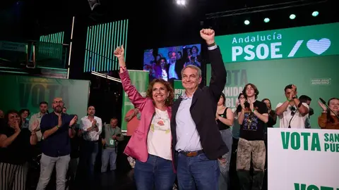 Montero y Zapatero en un mitin