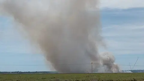 Humareda que provoca el incendio en Marismas del Odiel
