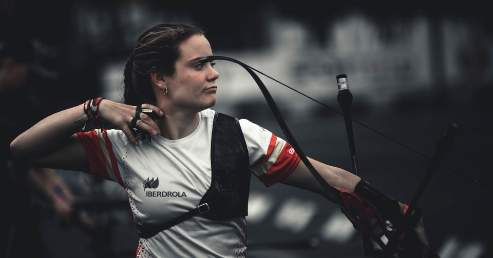 Leyre Fernández durante una competición internacional.