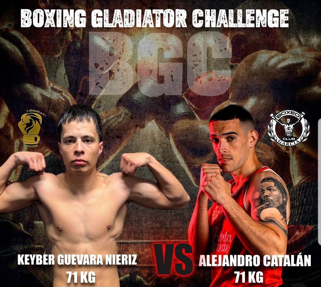Keyber Guevara vs Alejandro Catalán en -71 kg. Fuente: Instagram personal del Club Lionheart Boxing