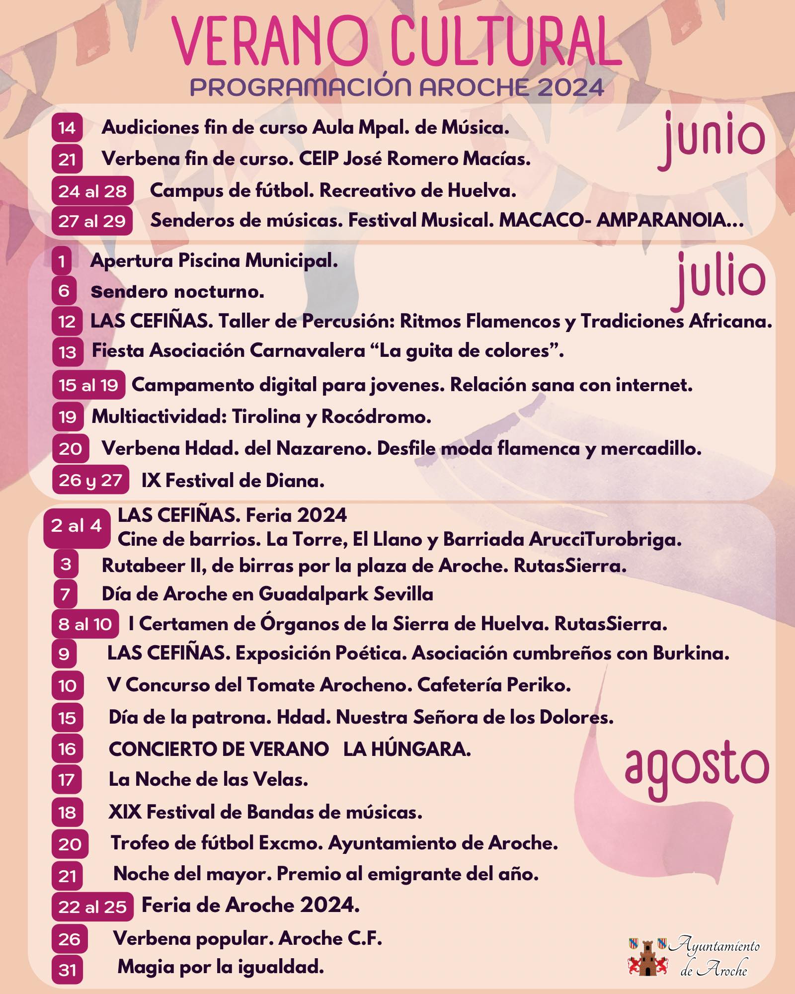 Programación del verano cultural.