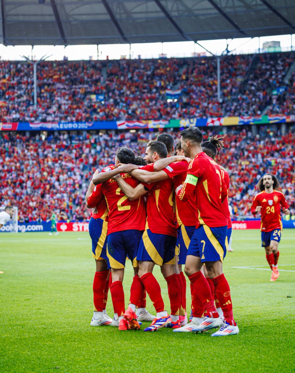 La seeleción española dio una gran imagebn en el debut de esta Eurocopa tras vencer 3 - 0 a Croacia. Fuente: Twitter oficial de la RFEF