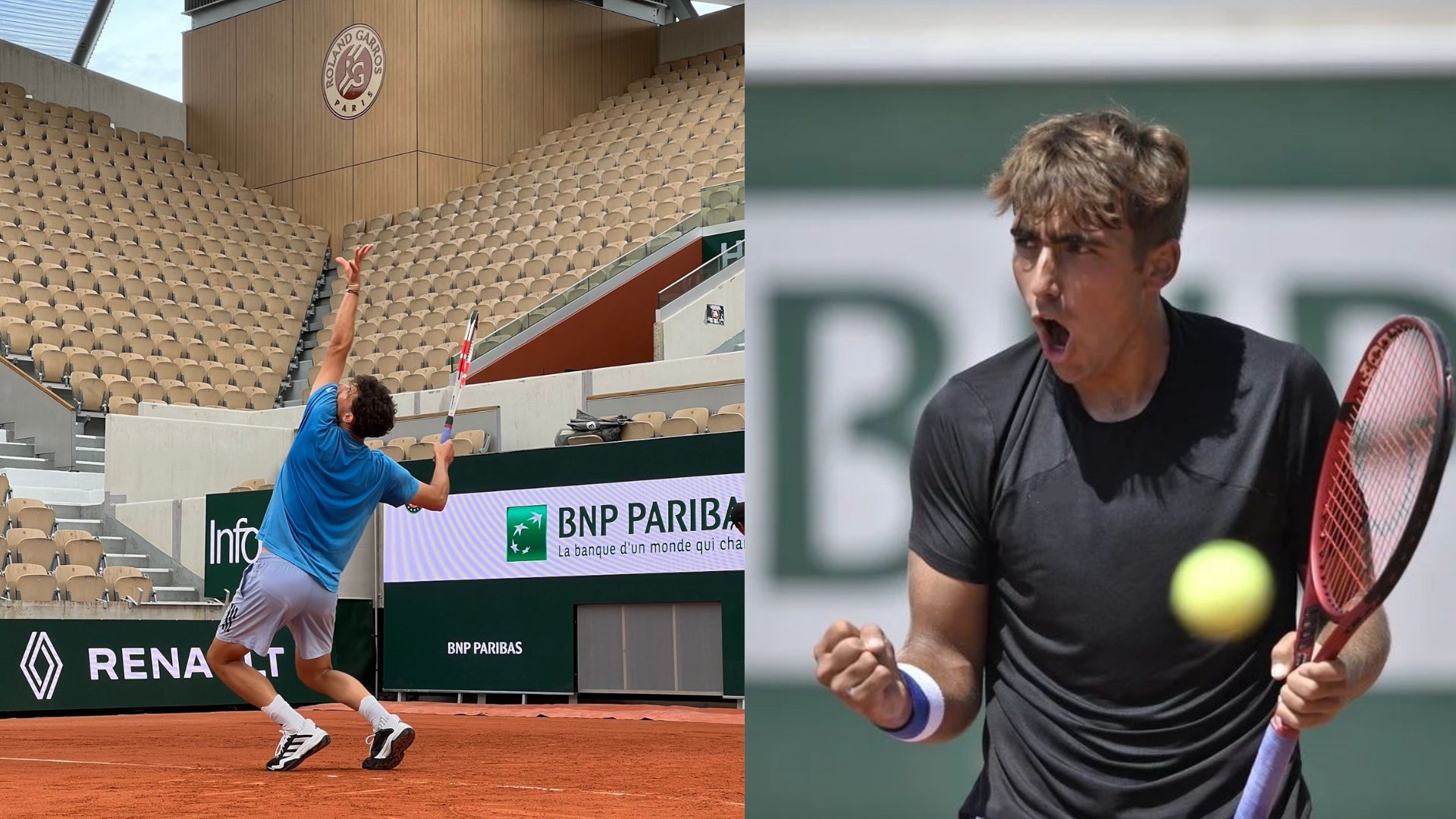 Dominic Thiem y Dani Mérida disputarán el primer partido en la tarde de hoy. Fuente: Twitter de Thiem y Mérida