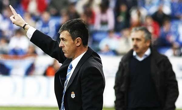 Lucas Alcaraz junto al malogrado Manolo Preciado en Recre vs Sporting de Gijón. Fuente: Twitter de Lucas Alcaraz