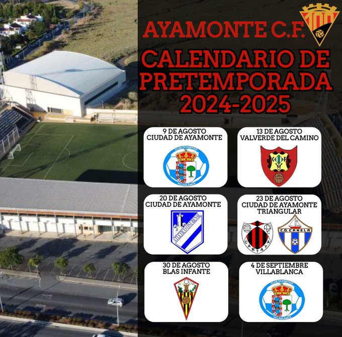 Estos son los amistosos de pretemporada del Ayamonte CF. Fuente: Ayamonte CF