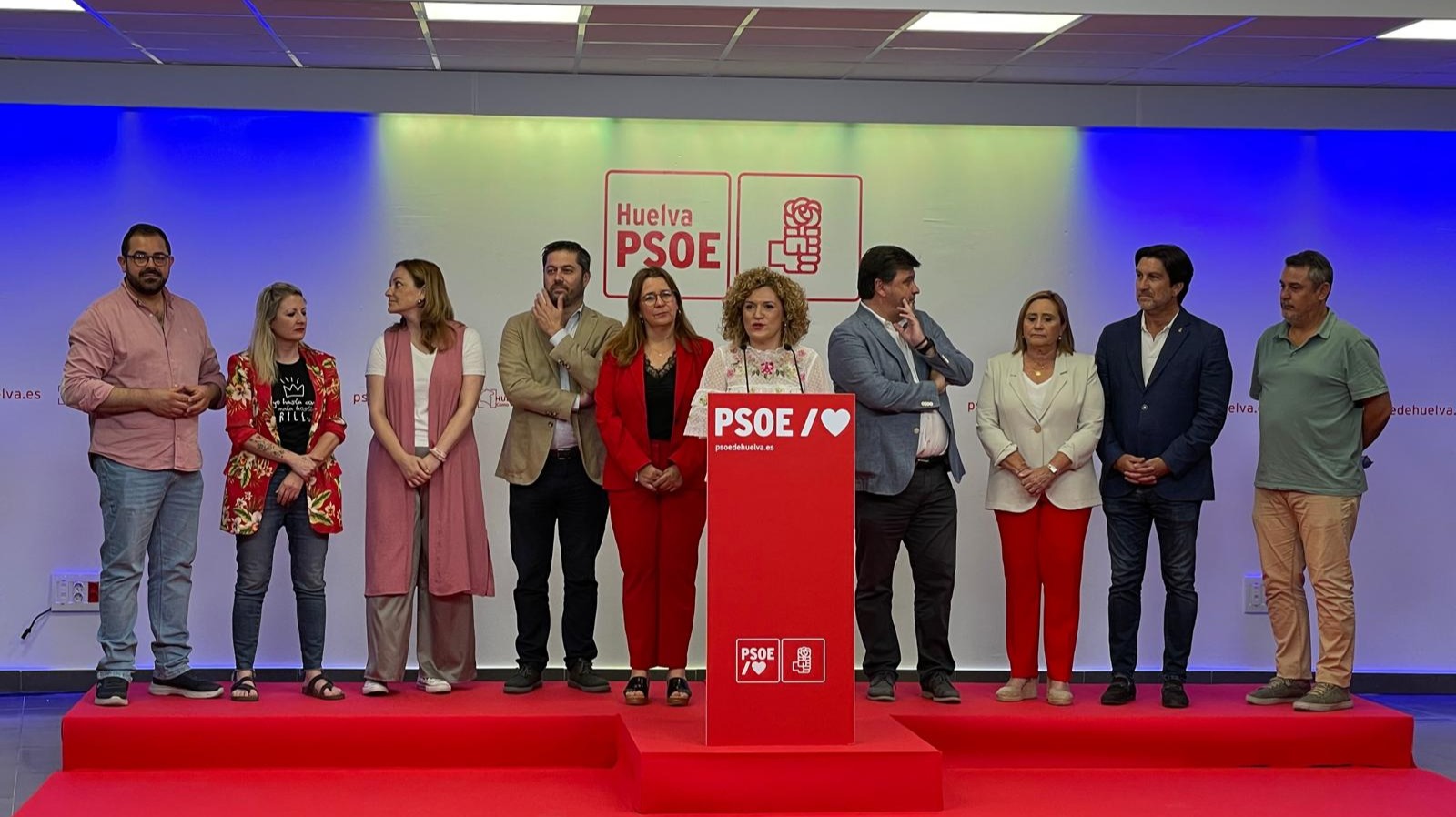 María Eugenia Limón valorando los últimos resultados electorales del PSOE en la provincia. Foto: PSOE Huelva.