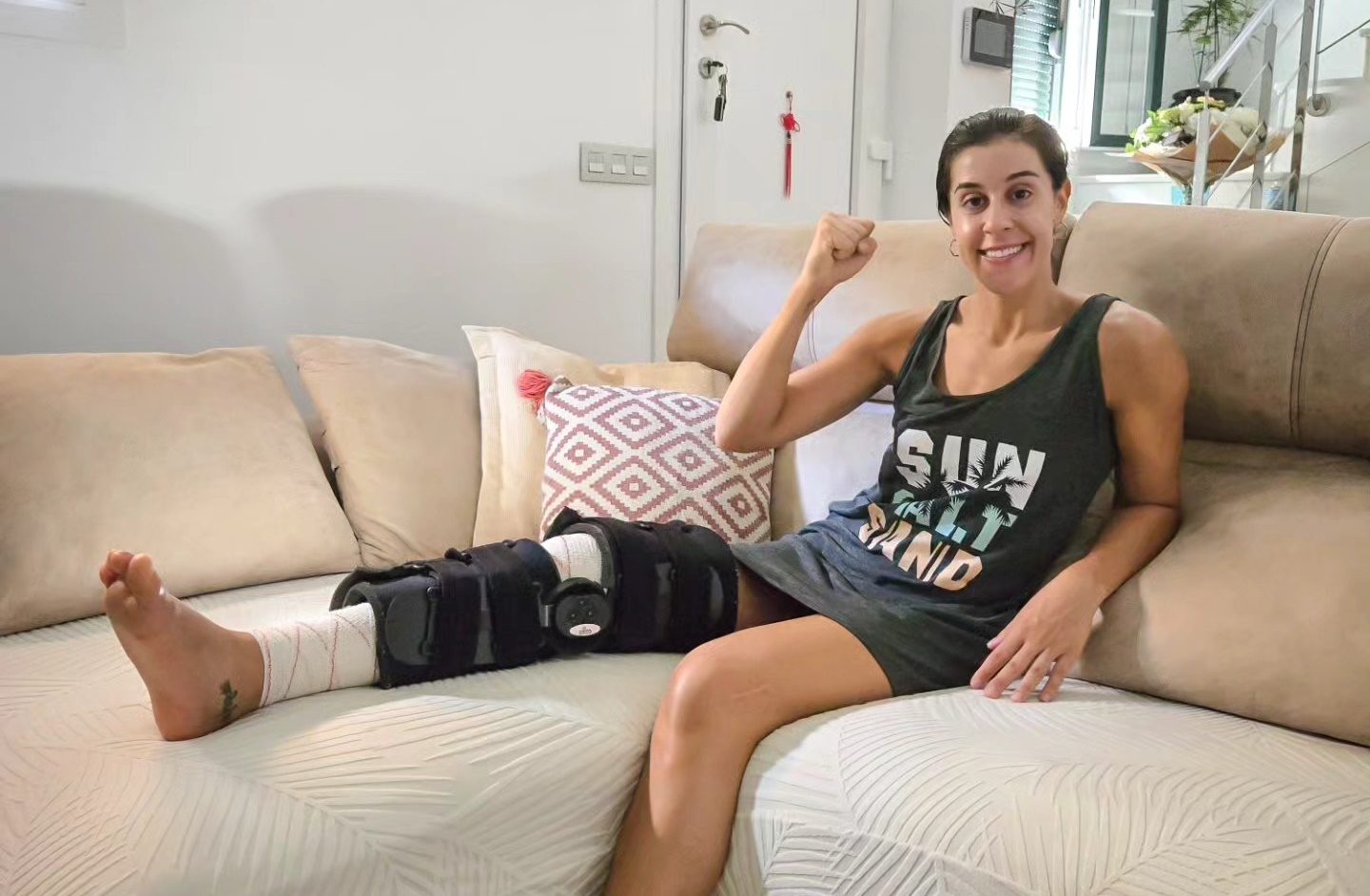 Carolina Marín continúa afrontando su proceso de recuperación, después de la lesión sufrida en París. Fuente: Carolina Marín