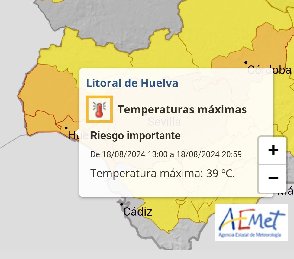 Aviso naranja en el litoral, Andévalo y Condado onubense para mañana, domingo 18