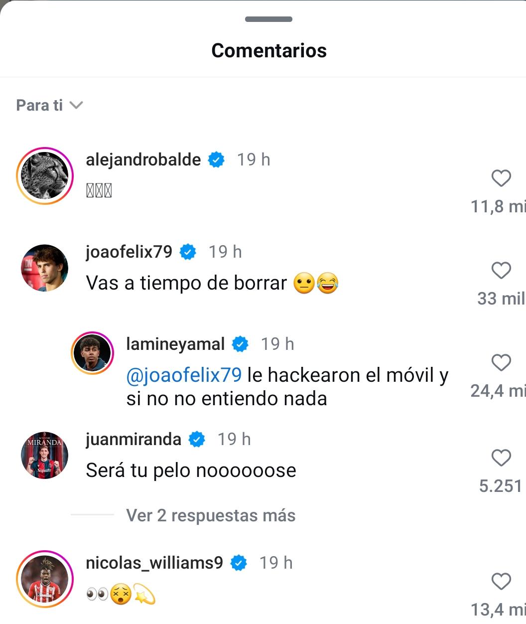 Distintos compañeros de Fermín reaccionaron al post de su Instagram junto a su novia. Fuente: Instagram de Fermín López