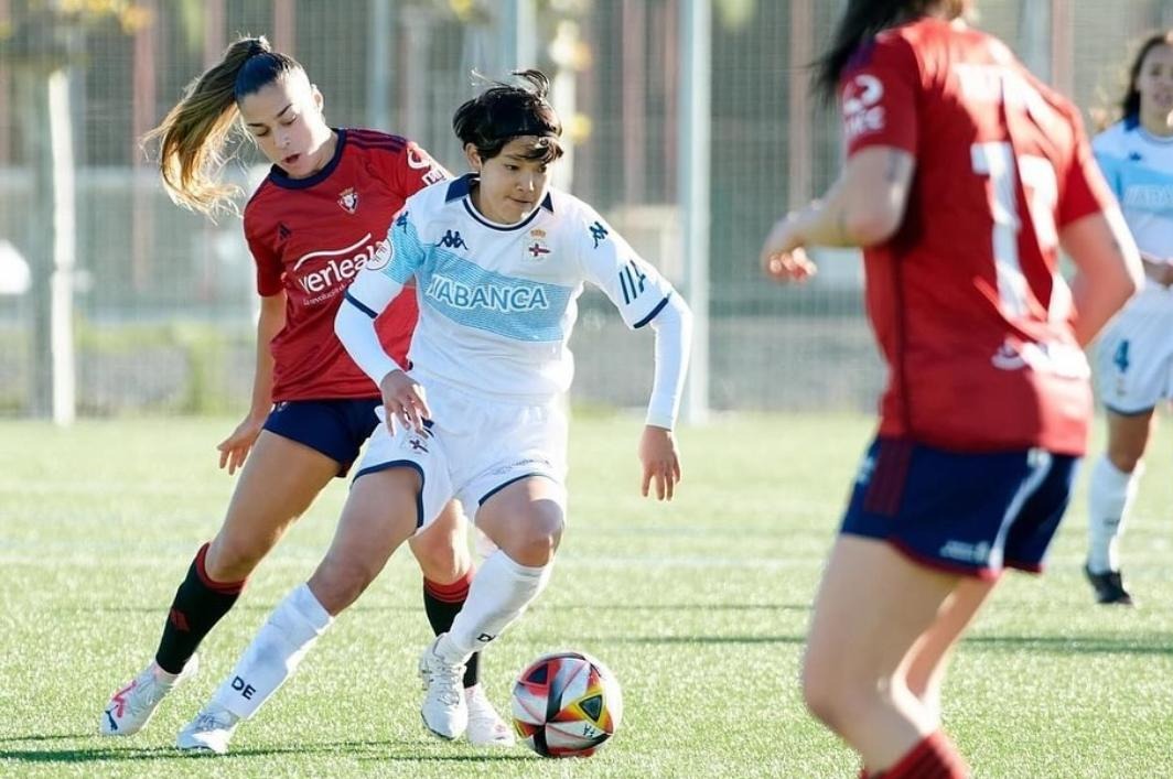 La nipona durante un partido de la temporada pasada frente al CA Osasuna Femenino. Fuente: Instagram de Ayaka Noguchi