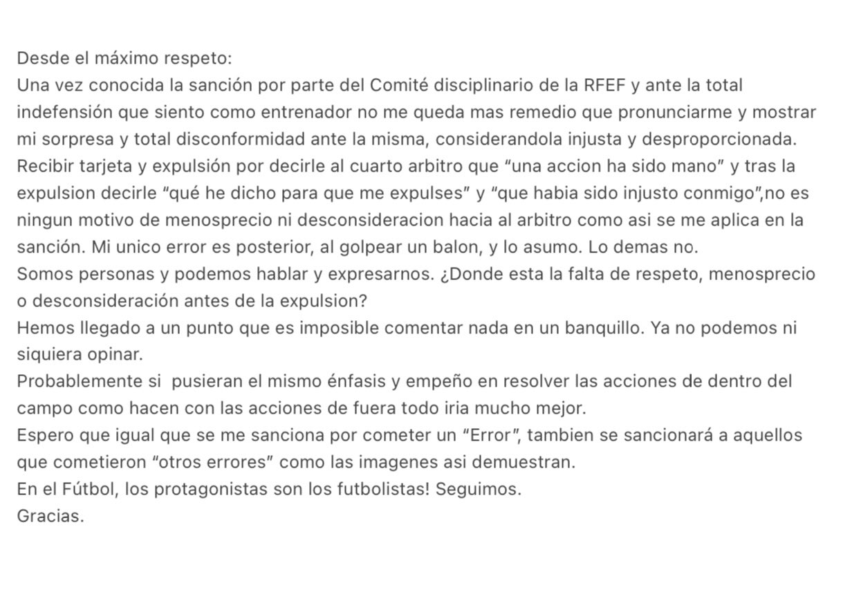 Comunicado de Abel Gómez en redes sociales