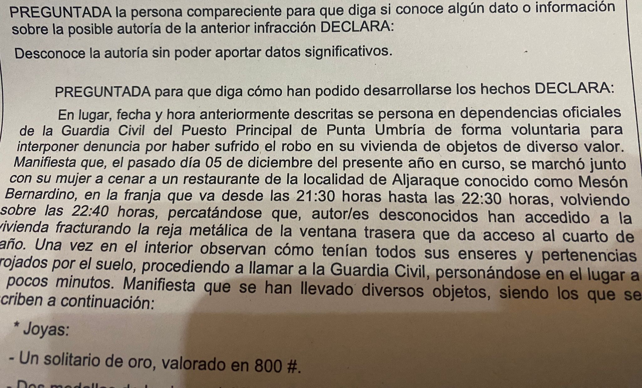 Denuncia de afectados por robos en la Urbanización El Rincón