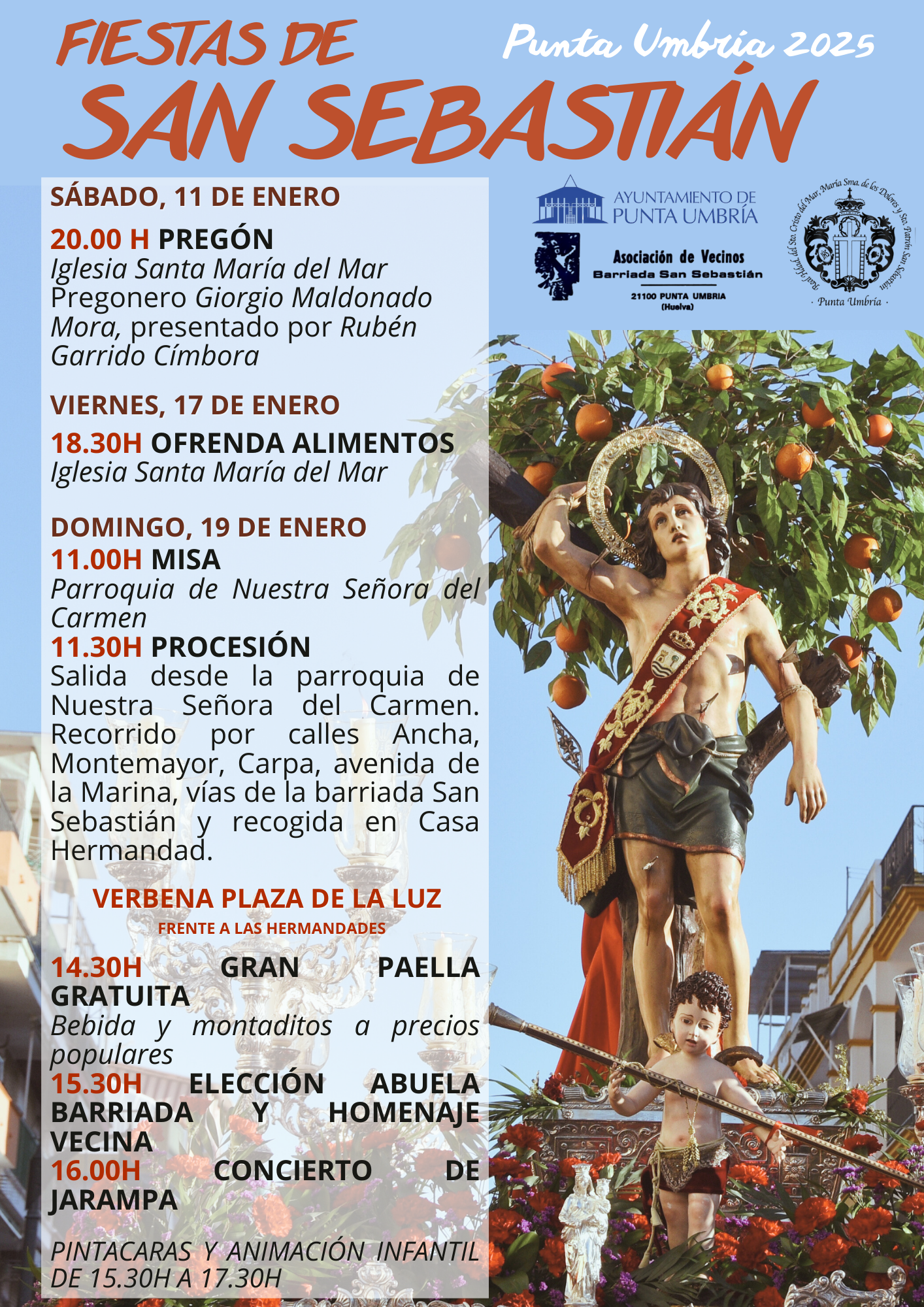 Cartel de actos de San Sebastián | Ayuntamiento de Punta Umbría