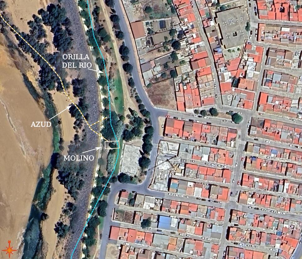 Imagen satelital de la ubicación que tuvo el edificio del molino | Tomás Toscano Barroso