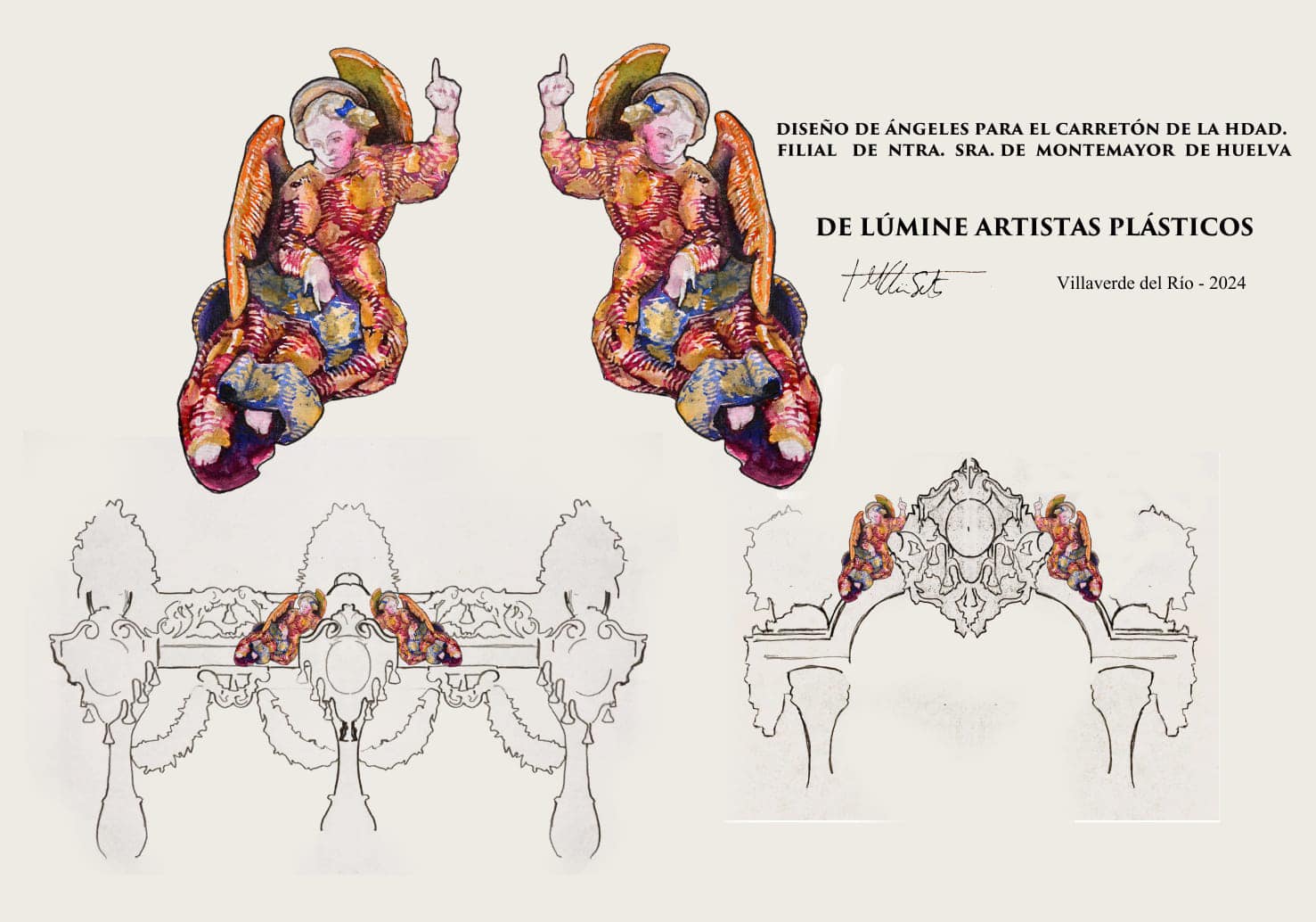 Diseño de ángeles para el carretón | De Lúmine Artistas