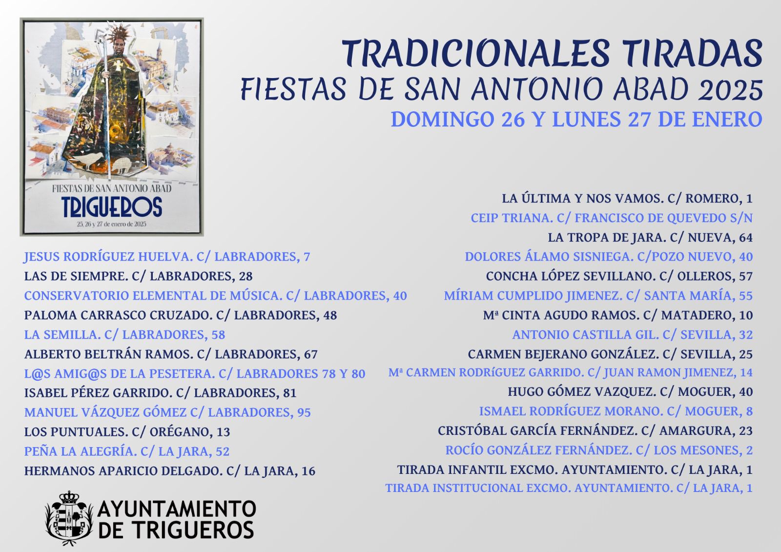Relación de Tiradas de San Antonio Abad en Trigueros | Ayuntamiento de Trigueros