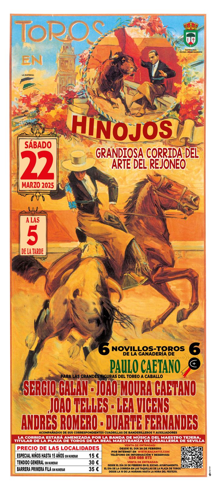 Cartel de la corrida de rejones de Hinojos