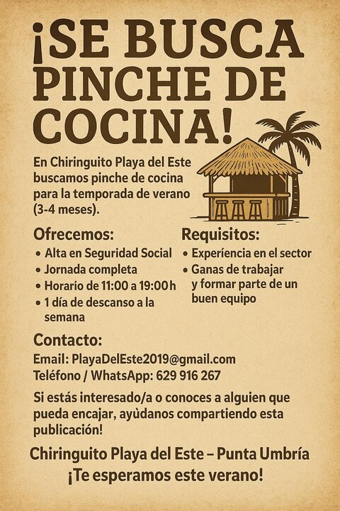 Se busca pinche de cocina