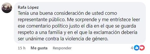 Captura del comentario de Rafa López