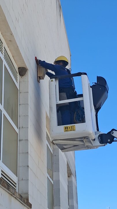 Instalacion refugios murciélagos. Fuente: Junta de Andalucía