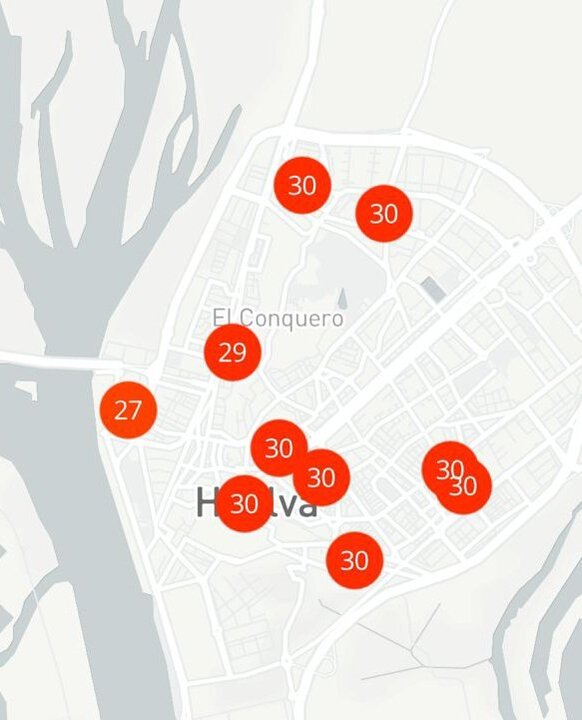 Temperaturas en Huelva sobre las 7 de la mañana. Fuente: X Meteo Huelva