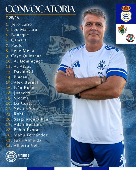 Lista de convocados del Decano para el Trofeo Colombino. Fuente: X Recreativo de Huelva