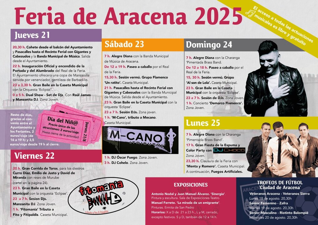 Programación fiestas de Aracena. Fuente: Ayto. Aracena