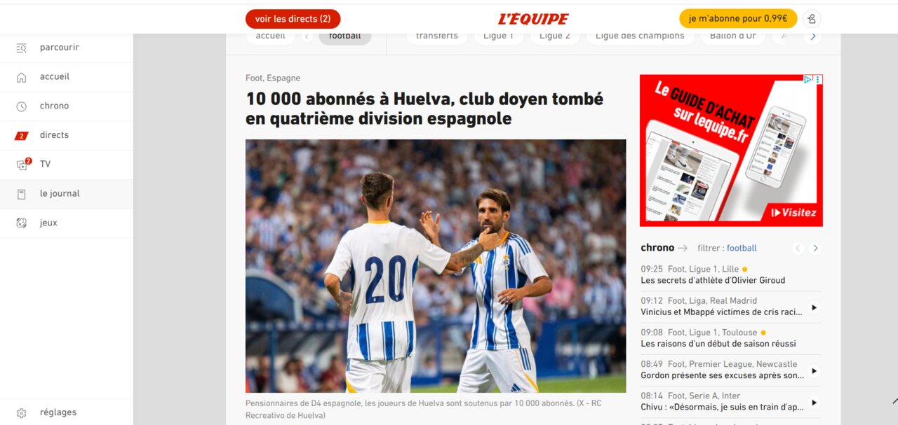 Noticia del Decano en L'Équipe