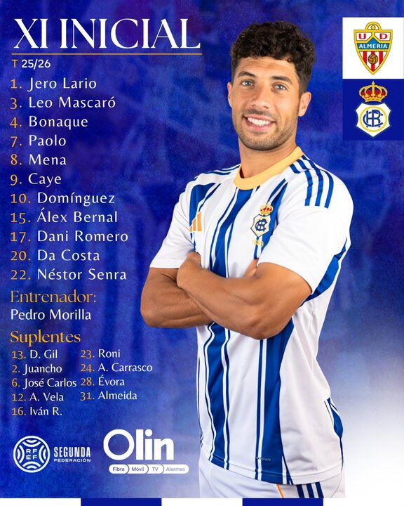 Primer once inicial del Decano en 2 RFEF. Fuente: X Recreativo