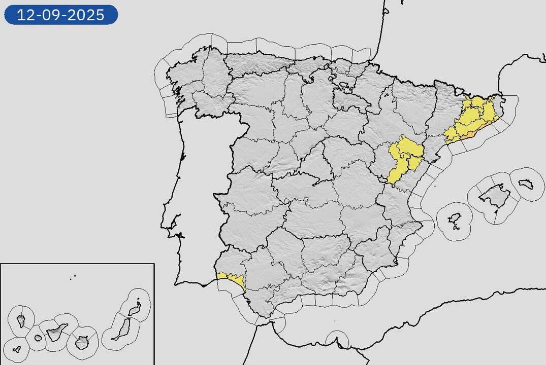 Mapa de España con las alertas de este viernes
