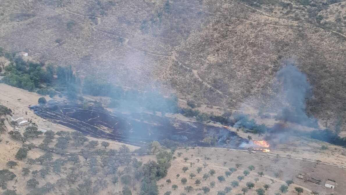 Zona de Encinasola donde se ha producido el incendio