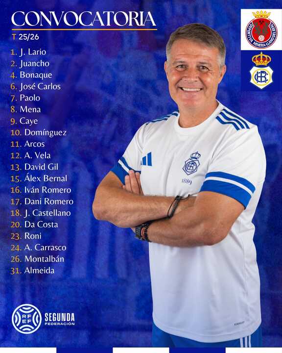 Convocatoria del Recreativo de Huelva frente a la Deportiva Minera. Fuente: X Recreativo