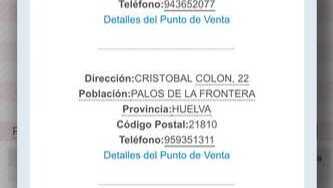 Ganador en Palos de la Frontera. Fuente: Lotería y Apuestas del Estado