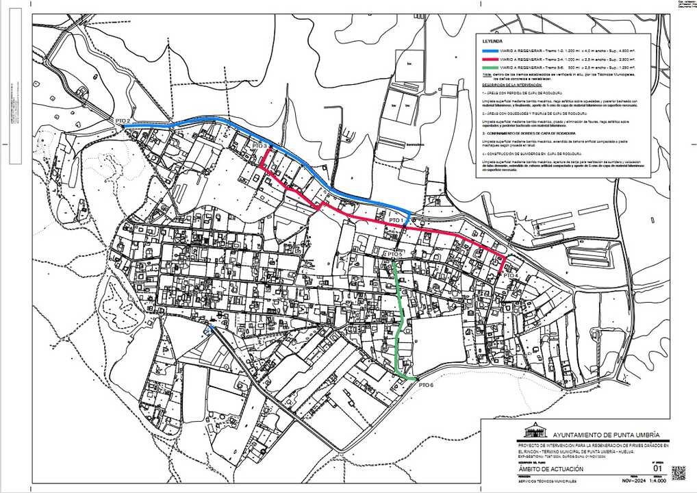 Plano de las obras en la cañada del Rincón. Fuente: Ayuntamiento de Punta Umbria