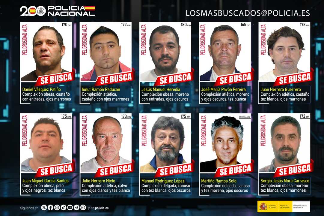 Dos onubenses entre los fugitivos más buscados en España. Fuente: Policía Nacional