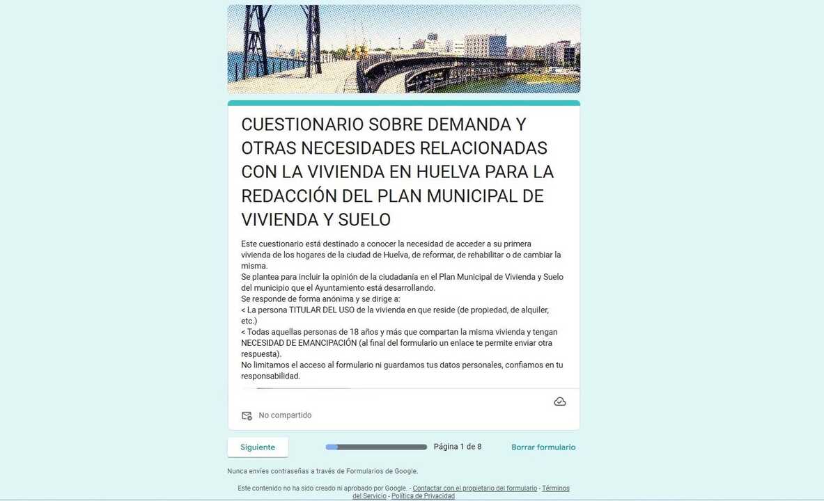 Encuesta Plan Municipal de Vivienda. Fuente: Ayuntamiento de Huelva