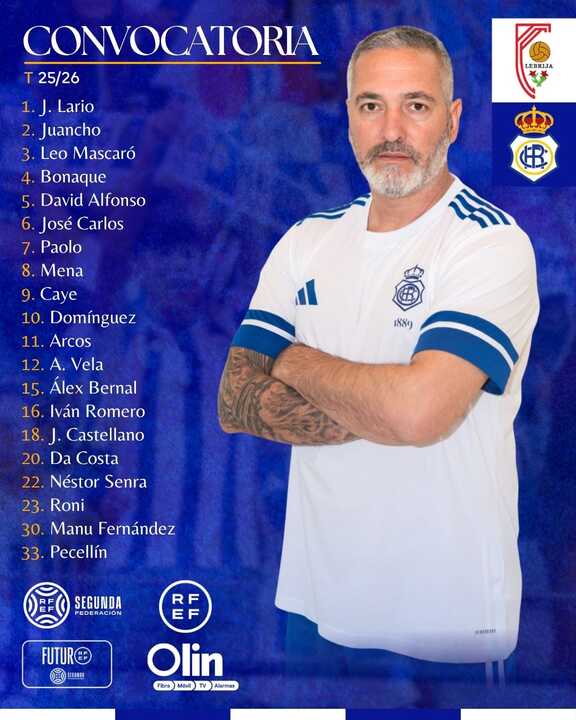 Convocados para el partido de hoy. Fuente: X Recre